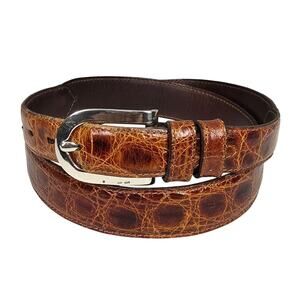 BULLOCK & JONES ITALIAN LEATHER BELT – SIZE 36 – REAL COGNAC – MADE IN ITALY